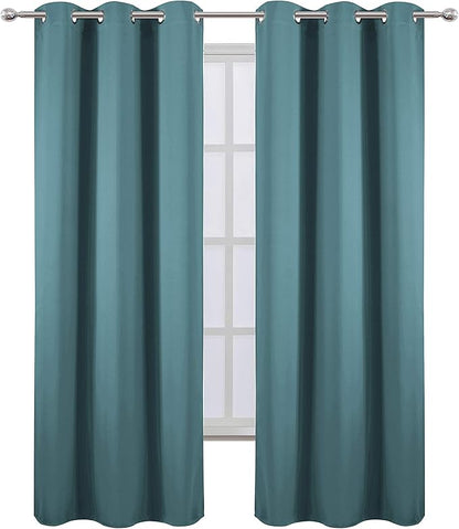 LEMOMO Sea Teal Thermal Blackout Curtains/42 x 84 Inch/Set of 2 Panels Room Darkening Curtains for Bedroom