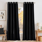 NICETOWN Faux Linen Black Blackout Curtains 84 inches Long for Living Room - Privacy Panels for Bedroom, Modern Farmhouse Style Easy Care Grommet Top, 2 Panels, W52 by L84