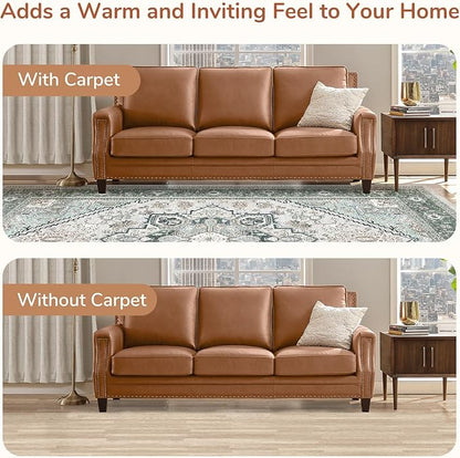 OPPODREAM Soft Entryway Rug 2x10, 2x10 Rug Runner, Washable Hallways Carpet 2 x 10 with Non Slip Backing, Low-Pile Bedside Carpet 2 x 10, Long, Faux Cashmere, Green