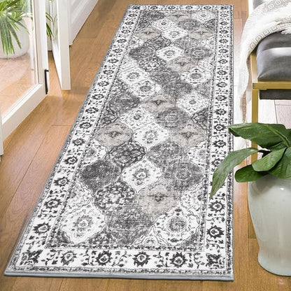 HEBE Hallway Runner Rug 2'x6' Washable Vintage Distressed Area Rugs Non Slip Laundry Rug Runner Boho Floor Carpet Runners for Hallways Entryway Laundry Room Kitchen Bathroom
