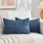 Fancy Homi 2 Packs Dusty Blue Lumbar Decorative Throw Pillow Covers 20x28 Inch for Couch Bed Sofa, Rustic Farmhouse Boho Home Decor, Soft Striped Corduroy Rectangle Accent Cushion Case 50x70 cm