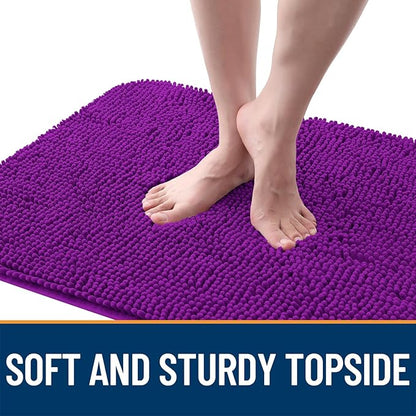 OLANLY Dog Door Mat for Muddy Paws 47x20, Absorbs Moisture and Dirt, Absorbent Non-Slip Washable Doormat, Quick Dry Chenille Mud Mat for Dogs, Entry Indoor Entryway Carpet for Inside Floor, Purple