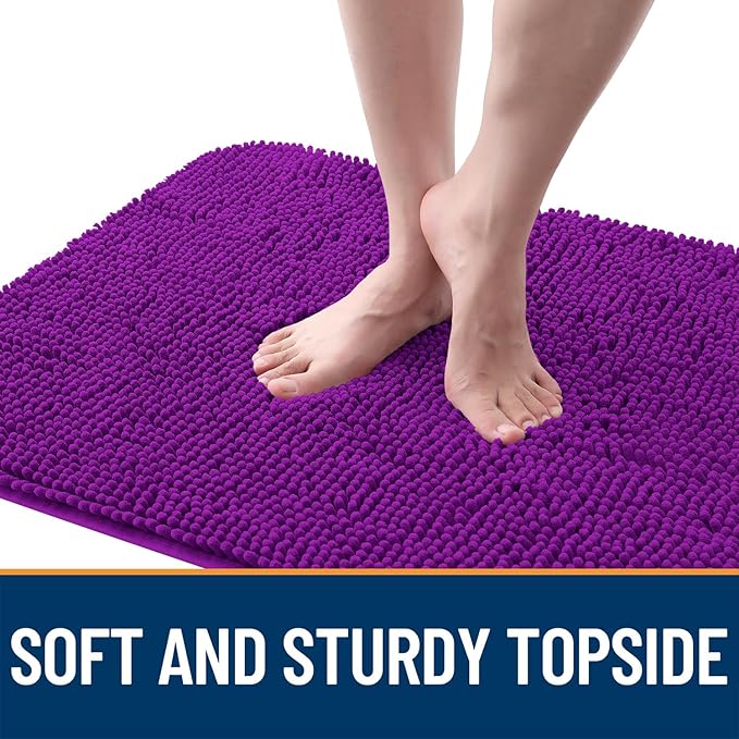 OLANLY Dog Door Mat for Muddy Paws 70x32, Absorbs Moisture and Dirt, Absorbent Non-Slip Washable Doormat, Quick Dry Chenille Mud Mat for Dogs, Entry Indoor Entryway Carpet for Inside Floor, Purple