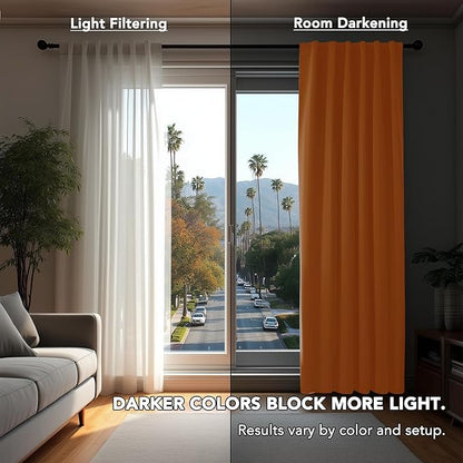 Deconovo Rod Pocket and Back Tab Blackout Curtains for Bedroomn - 42x54 Inch, Orange Flame, 2 Panels, Thermal Insulated Room Darkening Curtains