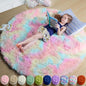 Amdrebio Rainbow Fluffy Round Rug 5Ft Kids Rugs for Girls Bedroom, Unicorn Room Decor, Colorful Pastel Shag Carpet for Playroom Baby Nursery, Cute Furry Kawaii Circle Area Rug for Toddler Princess