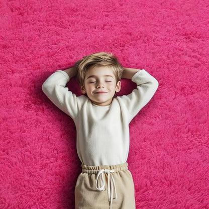 Rugs for Bedroom 4x6, Alfombras para Salas Shag Large Plush Soft Area Rug, Shaggy Carpets for Livingroom, Kids Boys Girls Home Decor Aesthetic(Hot Pink, 4 x 6)