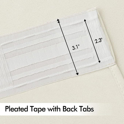 MIULEE Beige White Back Tab Blackout Curtains 63 Inch Length 2 Panels Set for Living Room Bedroom Privacy, Rod Pocket/Pinch Pleat Thermal Insulated Room Darkening Pleated Light Blocking Drapes
