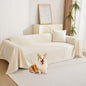 MYSKY HOME Beige Couch Covers Boho Style Chenille for 2 Cushion L-Shape Washable Couch Blanket with Tassel Pet Cushion Cover, 71" X102