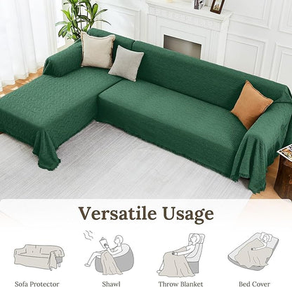 HOMERILLA Christmas Couch Covers,Sectional Couch Covers L Shaped Sofa Cover Blanket 2 Pieces L Shape Sofa Decoration Protector for Pets Dogs(Vintage Green, XX-Large)