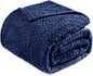 Exclusivo Mezcla Fleece Twin Size Blanket for Bed, 60x80 Inches Soft Cozy Jacquard Flannel Blankets, Lightweight Fuzzy Plush Warm for Women, Navy Blue