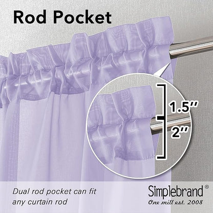 Simplebrand Lavender Sheer Curtains 84 Inches Long, Light Filtering Rod Pocket Solid Color Window Sheer Curtain Panels, Elegant Curtains & Drapes for Living Room, Bedroom 2 Panels (42" W x 84" L)