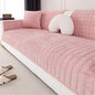 Velvet Couch Cover, Washable Sectional Sofa Cover, Anti Slip Sofa Slipcover for 3 Cushion Couch Sofa L Shaped Armrest Backrest, Furniture Protector Covers for Pets Kids(1PC,Pink,36"×63")