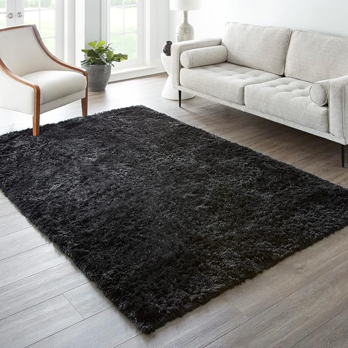 Ophanie 7x9 Black Rugs for Living Room, LargeFluffy Shag Fuzzy Plush Soft Living Room Area Rugs, Floor Shaggy Carpets for Bedroom, Carpet for Kids Boys Girls Dorm Nursery Home Decor Aesthetic