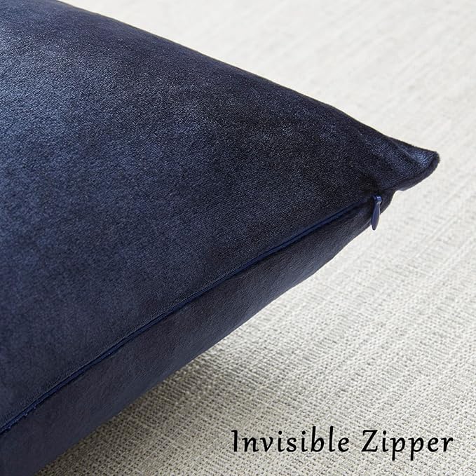 GIGIZAZA Navy Blue Velvet Pillow Covers 22x22,Square Solid Throw Pillow Covers Decorative Modern Pillows Big Vintage Cases for Couch Pack of 2