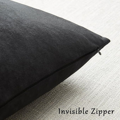 GIGIZAZA Black Velvet Pillow Covers 22x22,Decorative Square Throw Pillows Modern Covers Big Solid Living Room Pillow Cases for Couch Pack of 2