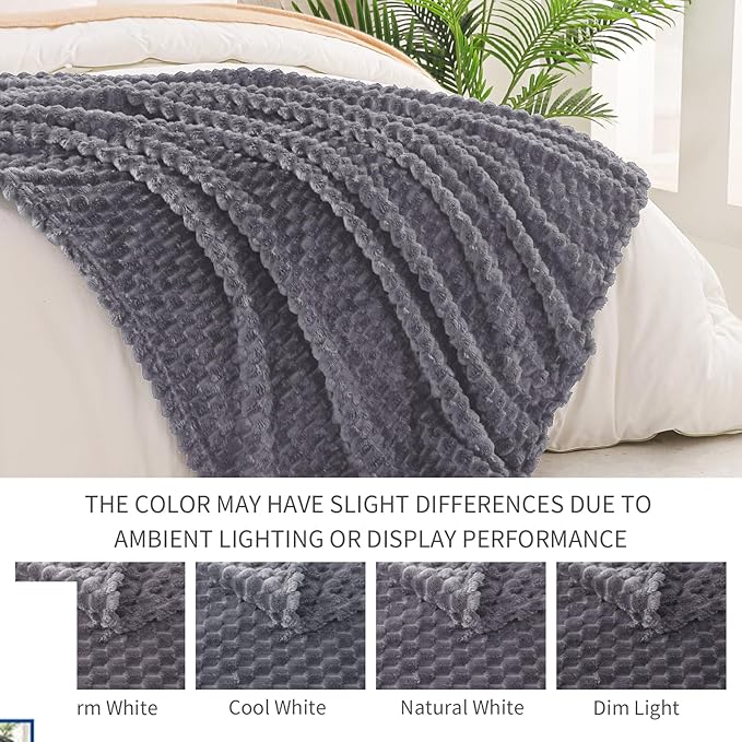 Exclusivo Mezcla Fleece Queen Blanket for Bed, Extra Large Fuzzy Dark Grey Bed Blankets, Soft Cozy Plush Sofa Throws for All Seasons, 90x90 Inches