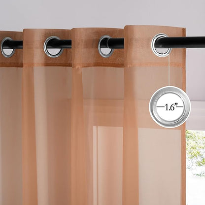 NICETOWN Terracotta Sheer Curtains, Grommet Voile Sheer Window Treatments Airy & Elegant with Light Filtering for Kids Room/Living Room, Set of 2, W54 x L84