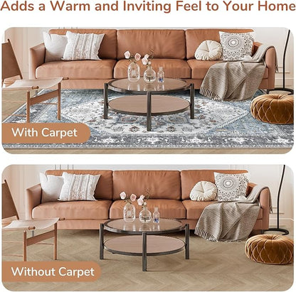 OPPODREAM Soft Area Rugs 3x5, Washable Rugs with Non Slip Backing, Low-Pile Throw 3x5 Carpet, Faux Cashmere 3 x 5 Carpet, Grey & Teal & Yellow