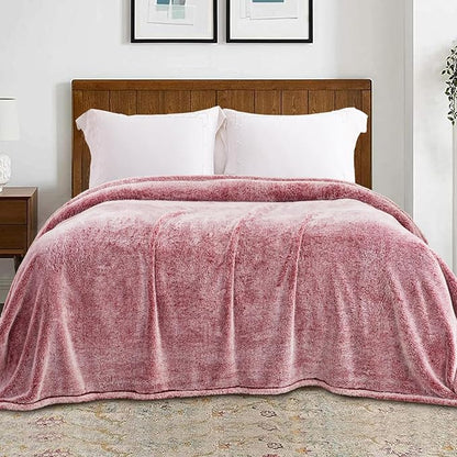 Exclusivo Mezcla Plush Fuzzy Fleece Throw Blanket Extra Large, Super Soft, Fluffy and Warm Blankets for Couch, Bed, All Season (Mixed Deep Red, 50x70 inches)