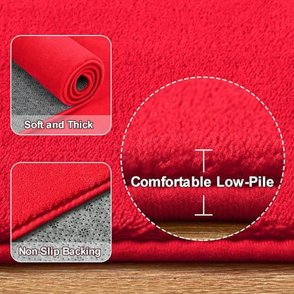 Amearea 4x4 Square Area Rugs for Bedroom Living Room, Modern Red Thickened Memory Foam Rug, Fluffy Indoor Washable Rug Non Slip Minimalist Carpet for Entryway Kids Boys Girls Dorm Nursery Room Decor