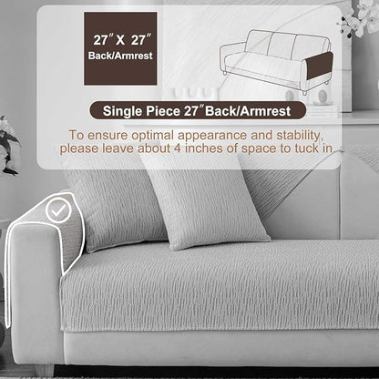 Soft Waterproof Chenille Cover Washable, Non Slip Sectional Sofa Covers for 3 Cushion Couch Sofa L Sharped Sofa Slipcover for Pets, Furniture Protector (1 PCS 27"x27" Light Grey)