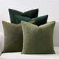 Topfinel Christmas Decorative Throw Pillow Covers Green Series,Winter Fluffy Corduroy Striped Euro Pillows Shams for Couch Bed Bedroom,Western Modern Hunter Green Pillowcase 20x20 Inch Set of 4
