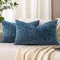 decorUhome Navy Blue Chenille Throw Pillow Covers 12x20 Set of 2 Textured Soft Cozy Slubby Couch Pillow Covers Modern Farmhouse Boho Decorative Pillow Cases for Bed Sofa Living Room