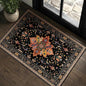 Area Rugs 2'x3' Kitchen Rugs Entry Rug Small Rugs for Entryway Kitchen Bathroom Door Mat Indoor Entrance,Washable Non Slip, Black Colorful Floral Dark Tan
