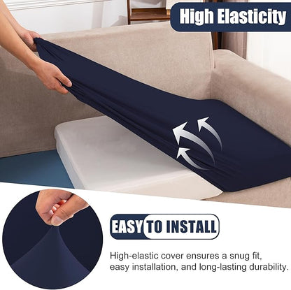 Patio Stretch Cushion Covers, Chair Cushion Covers& Sofa Replacement Slipcovers for Patio Furniture Cushion Covers, Washable Reusable Furniture Protector (4, Navy)
