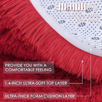 OLANLY 5x8 Machine Washable Large Area Rugs for Living Room, Bedroom, Soft Fluffy Shaggy Bedside Rug, Indoor Floor Carpet for Kids Girls and Boys, Dorms, Nursery, Home Decor Aesthetic, Red