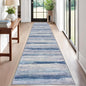 KOZYFLY Modern Abstract Hallway Runner, 2x12 Washable Rug Runner Non-Slip Soft Striped Kitchen Runner Rug, Blue/Grey/Beige Print Carpet for Entryway Bathroom Laundry Room Foyer