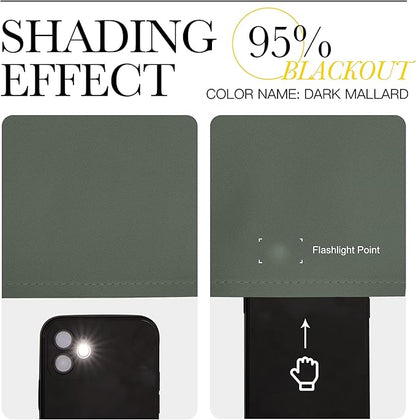 NICETOWN Thermal Curtains for Kids Room, Window Treatment Thermal Insulated Solid Grommet Blackout Drape Panels for Bedroom (Dark Mallard, Set of 2, 34 by 84 inches)