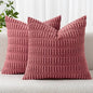 MIULEE Pack of 2 Corduroy Decorative Throw Pillow Covers 18x18 Inch Soft Boho Striped Pillow Covers Modern Farmhouse Home Decor for Sofa Living Room Couch Bed Cranberry Red