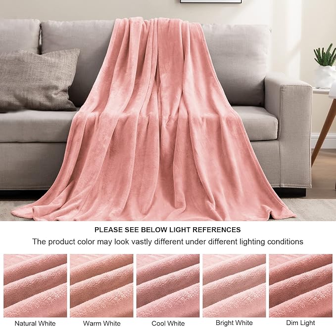 BEDELITE Fleece Blanket Pink Throw Blankets for Couch & Bed, Luxury Plush Cozy Fuzzy Blanket 50" x 60", Super Soft Warm Lightweight Throw Blanket for Travel Camping