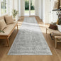 2x8 Washable Runner Rug: Moroccan Geometric Boho Rug Farmhouse Non Slip Stain Resistant Rugs Low Pile Soft Carpet for Porch Kitchen Laundry Room Living Room Bedroom (Grey,2'x8')