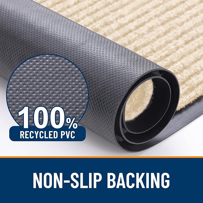 OLANLY Front Door Mat Indoor Outdoor Entrance, 2-Pack 33 x 21 Inch, Waterproof Heavy Duty Doormat, Fade Resistant, Low Profile, Easy Clean Patio Porch Welcome Floor Mats for Entry, Beige