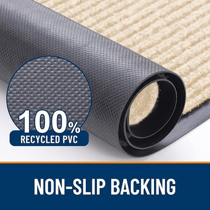 OLANLY Front Door Mat Indoor Outdoor Entrance, 2-Pack 33 x 21 Inch, Waterproof Heavy Duty Doormat, Fade Resistant, Low Profile, Easy Clean Patio Porch Welcome Floor Mats for Entry, Beige