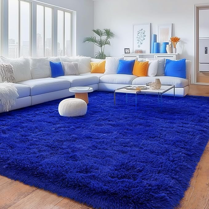 Rugs for Living Room 5x7, Soft Shaggy Modern Shag Area Rug for Bedroom, Upgrade Non-Slip Plush Fluffy Carpet for Kids Boys Girls Room Home Decor Aesthetic, Royal Blue