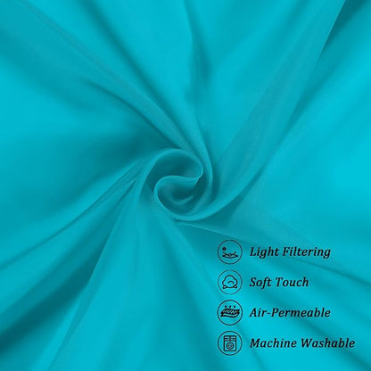 Chyhomenyc Sheer Valances for Windows 2 Pieces, 42Wx14L Inches Small Valance for Living Room Bedroom Study Laundry Basement, Rod Pocket Voile Valance, Turquoise