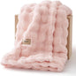 Bedsure 3D Fleece Bubble Blanket for Couch - GentleSoft Pink Throw Blanket for Sofa Bed Room Decor - Luxury Soft Cozy Spring Gifts for Kids Girls, Lightweight, Crystal Pink, 50"×60"