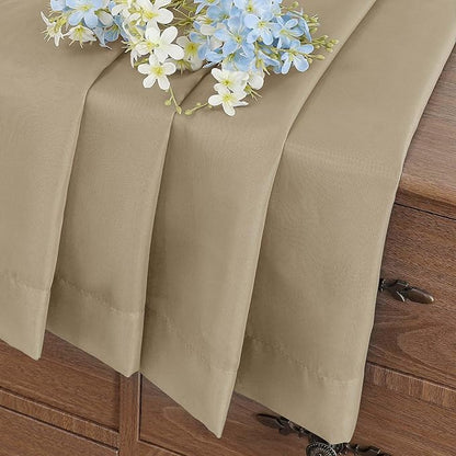 Taupe Window Sheer Curtains 45 Inches Length, Voile Short Curtains for Living Room Bedroom, Modern Soft Window Drapes 2 Panels Set, Top Dual Rod Pocket Design, 2x42Wx45L Inches