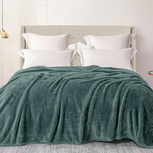 Exclusivo Mezcla Plush Fuzzy Fleece Bed Blanket Twin Size, Super Soft, Fluffy and Warm Blankets for Couch, Bed, All Season (Celadon, 90x66 inches)