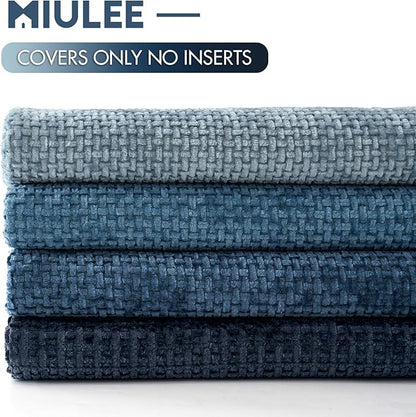 MIULEE Pack of 4 Couch Throw Pillow Covers 20x20 Inch Neutral Blue Soft Decorative Chenille Pillow Covers Farmhouse Accent Cushion Covers for Boho Western Spring Coastal Decor Sofa Bed Living Room