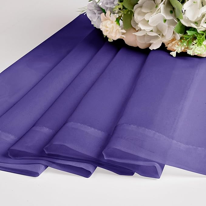 Chyhomenyc Purple Sheer Valances for Windows - Light Filtering Small Kitchen Curtains, Rod Pocket Short Top Window Treatment Decor for Living Room Bathroom Basement, 42Wx16L inches, 2 Panels