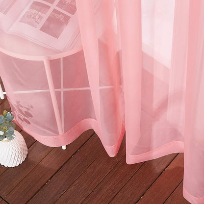 NICETOWN Coral Sheer Curtains L63 inches - Grommet Lightweight Gauzy Textured Sheer Panels Window Treatment for Girl/Daughter's Bedroom (W54 x L63, Coral, 2 PCs)