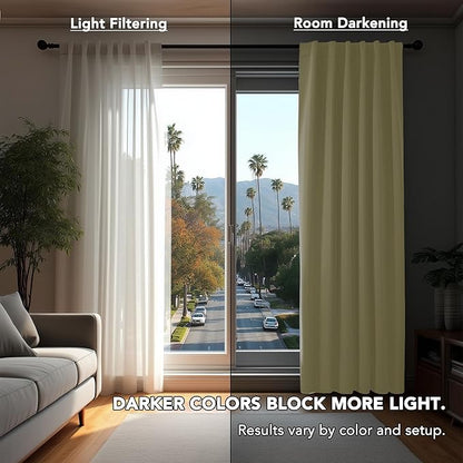 Deconovo Blackout Curtains, Thermal Insulated, W70 x L84 2 Panels, Back Tab, Machine Washable, Room-Darkening Drapes for Bedroom/Living Room Beige