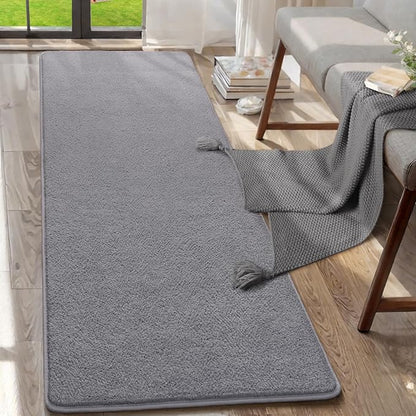 AROGAN 2x8 Feet Shag Runner Rug for Hallways, Washable Rugs with Memory Foam for Bedroom, Entryway Indoor Fluffy Throw Rug for Bedside Living Room Kids Girls Nursery Dorm Room Decor, Grey