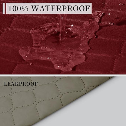 ISSUNTEX Double Protection 100% Waterproof Loveseat Sofa Covers for Living Room, Couch Covers for 2 Cushion Couch, Reversible Furniture Protector Sofa Cover for Dogs (Loveseat, Christmas Red/Beige)