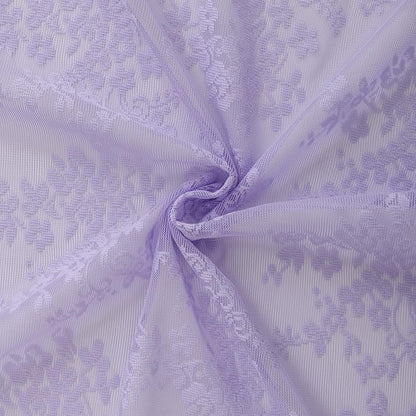 YJ YANJUN Vintage Lace Curtains 54 Inch Length-Victorian Floral Pattern Lavender Sheer Curtain Panels for Living Room Bedroom,Light Filtering, Romantic Girly Drapes 2 Panels 52W x 54L Light Purple