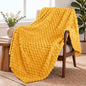 Exclusivo Mezcla Fleece Throw Blanket for Couch, Extra Large Fuzzy Mustard Yellow Bed Blankets, Soft Cozy Plush Sofa Throws for All Seasons, 50x70 Inches